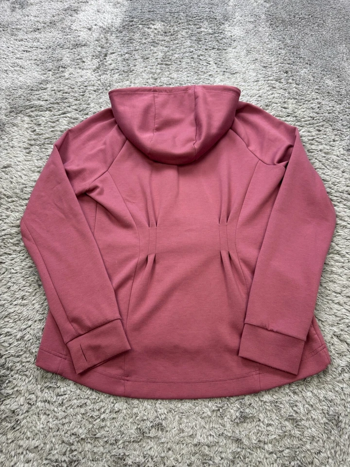 Fabletics Jacket Womens Large Sammy Dark Rouge Hooded Salmon Pink Full Zip Gym - Image 2 of 4