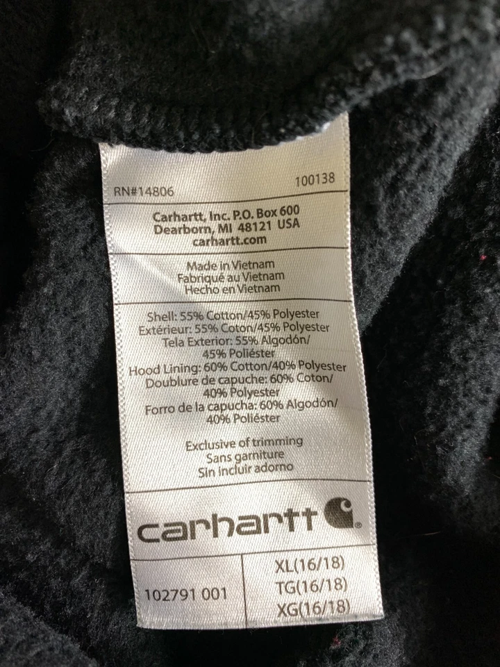 Sudadera con capucha negra manga gráfica Carhartt 102791-001 XL Clarksburg para mujer Foto 3 de 4