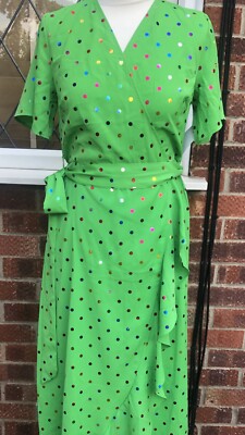 Girl In Mind Beautiful Green Wrap Dress With Multi foil Coloured