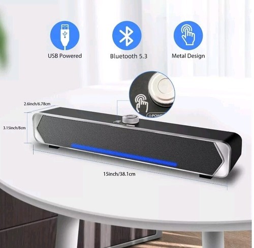 Computer PC Speakers, Bluetooth 5.3 Computer Soundbar for Desktop Monitor... - Afbeelding 4 van 5