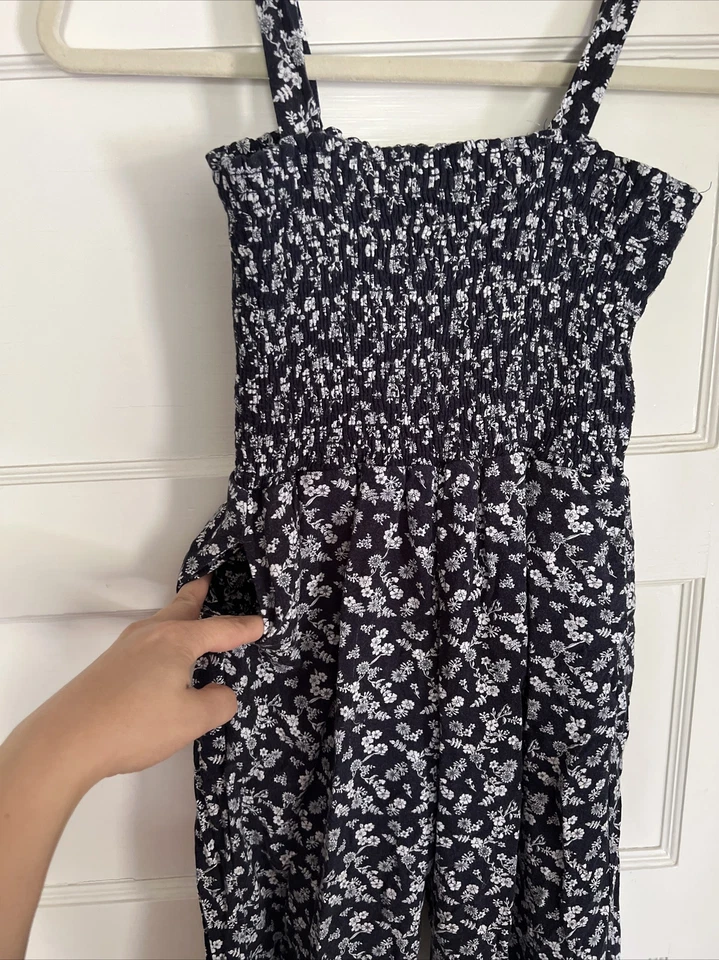 Macacão Aqua Girl estampa floral azul/branco tamanho grande - Imagem 3 de 4