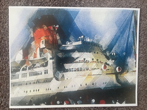 Cunard Line - rms Queen Mary - "Bon Voyage" - Don Stoltenberg - Original Print