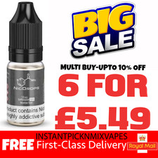Nicotine Shots 10ml x 6/12 18mg 15mg NicDrops Nic Shots 70% 100% VG E liquid
