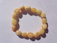 Natural Baltic Butter Amber Nugget Beads/Bracelet - 11x12mm - 7.75" Str