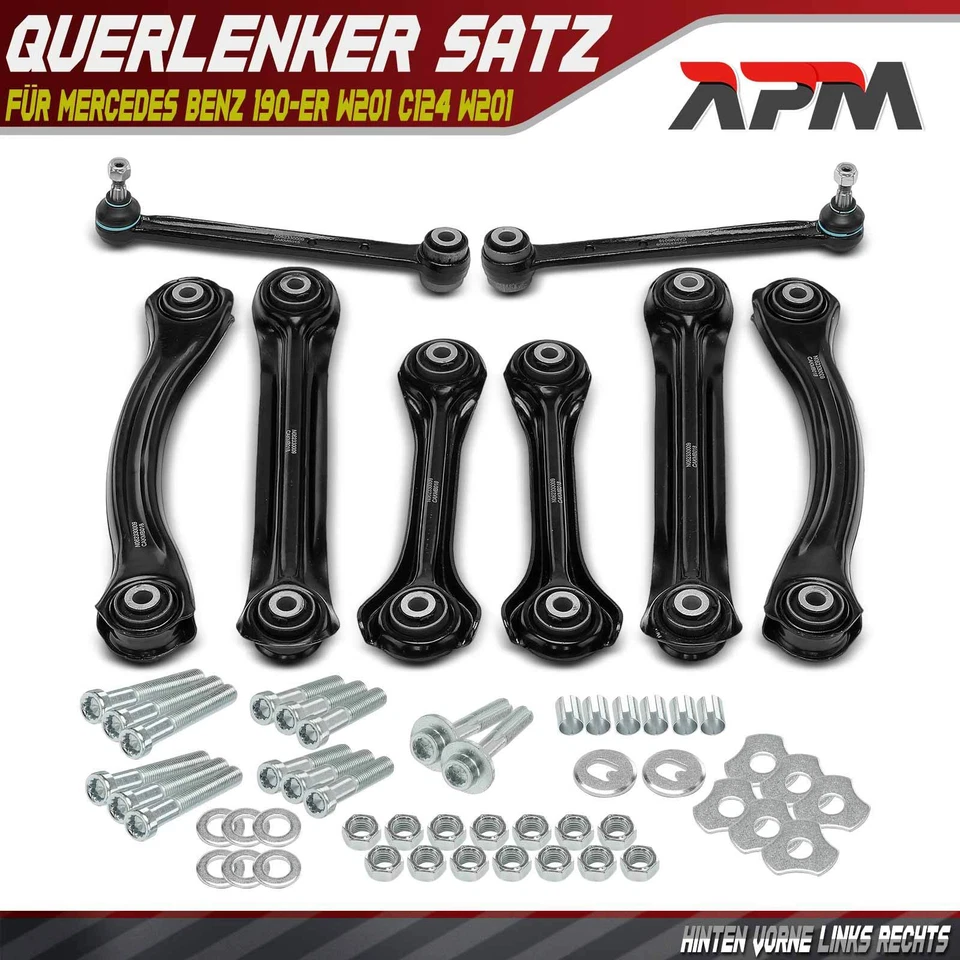8-teilig Querlenker Satz Hinterachse für Mercedes Benz 190-ER W201 C124 W201