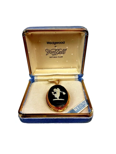 Vintage? VAN DELL, 12k GF, Costume Jewelry, Wedgewood Necklace & Pendant in Box