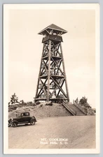 Black Hills South Dakota Postcard Mt Coolidge Observation Tower Vintage Car RPPC