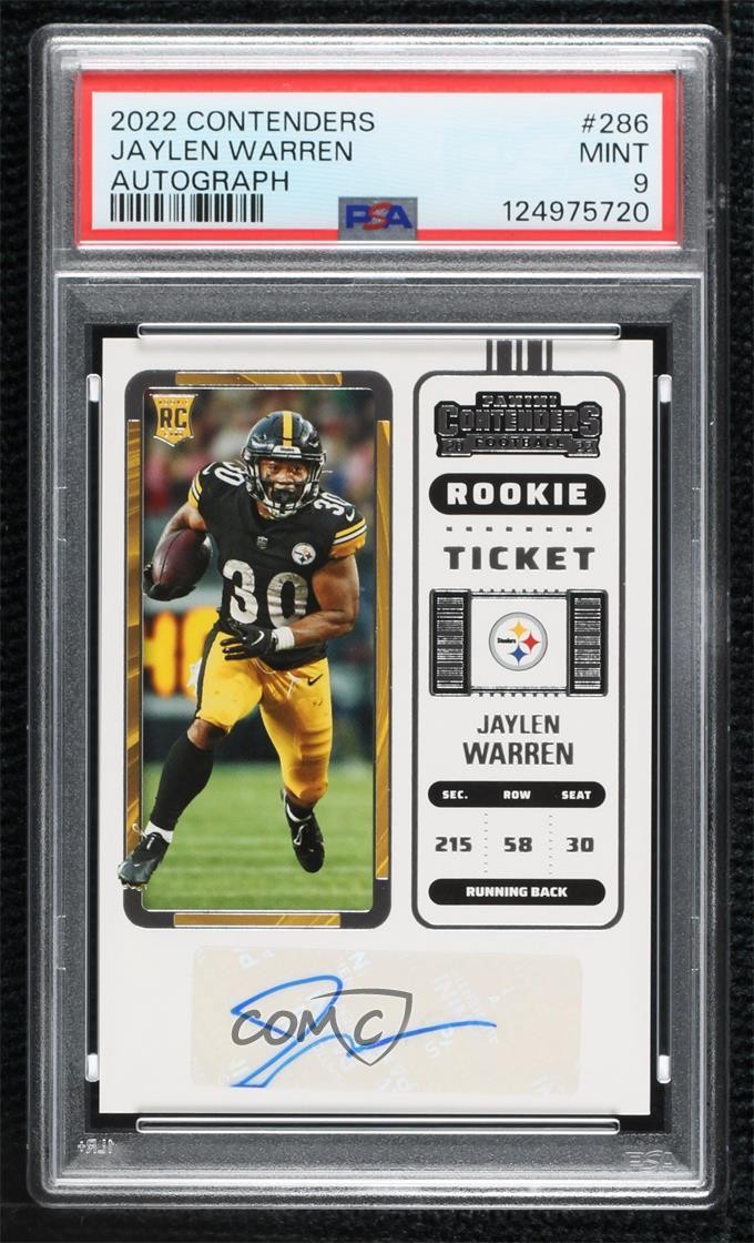2022 Panini Contenders Ticket Jaylen Warren #286 PSA 9 MINT Rookie Auto RC 2h5