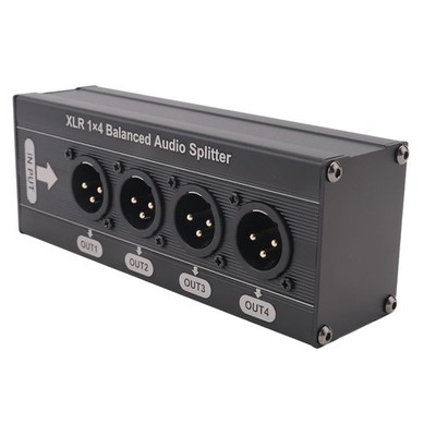 XLR 1x4 Balanced Audio Splitter 1 in 4 Out 3 Pin XLR Audio Splitter Audio 3066