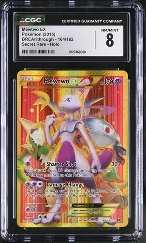 CGC 8 Mewtwo EX 164/162 Secret Rare BREAKthrough Pokémon Card