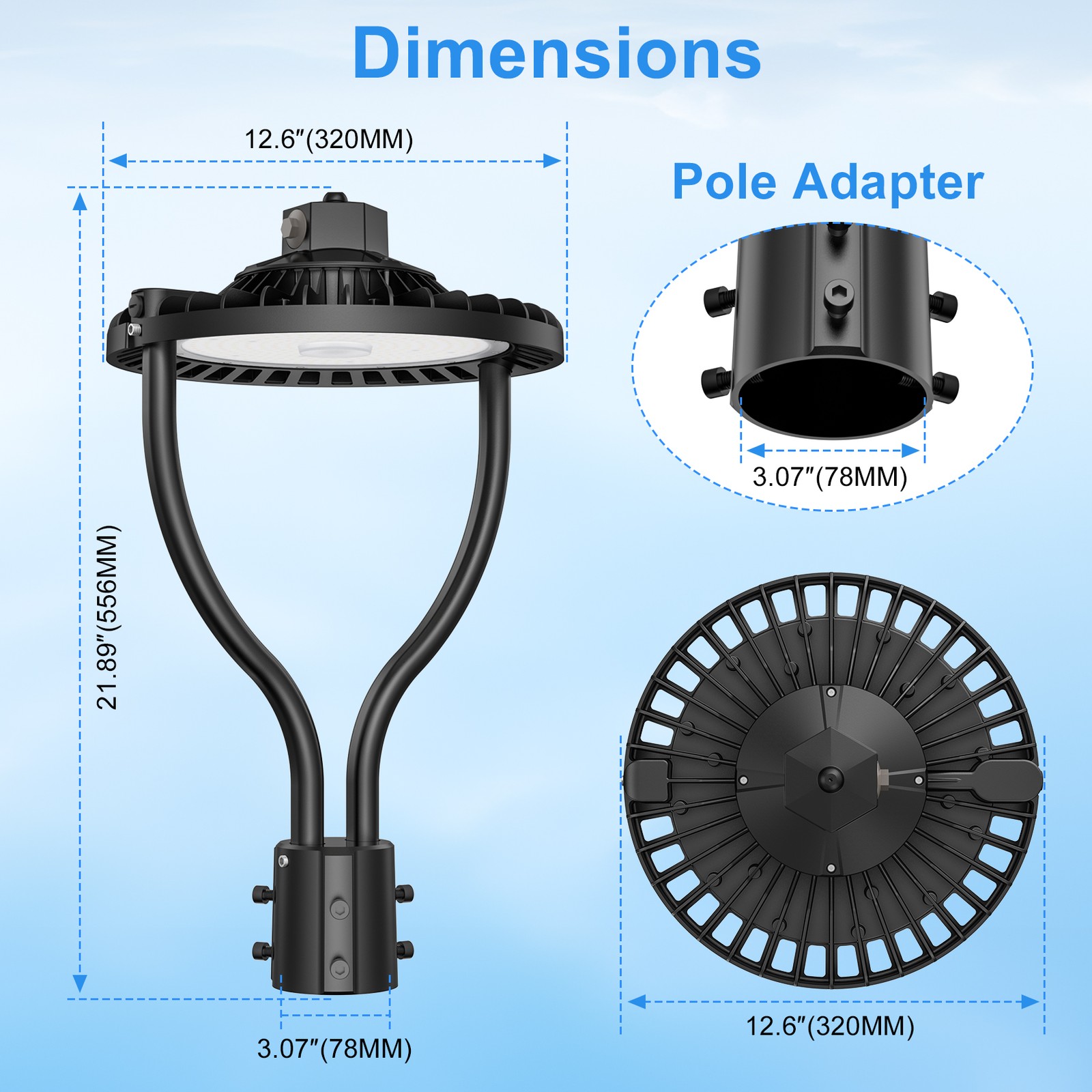 3000K/4000K/5000K 60W LED Post Top Area Lighting with Photocell Street Yard Lamp