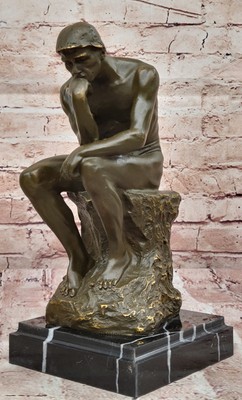 Echte Bronze Statue Des Denkers Handgefertigte Feine Kunst Skulptur Geschenk