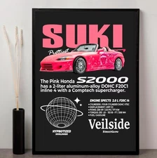 Pink Honda S2000 Suki Wall Art | Printable Fast & Furious Car Poster |