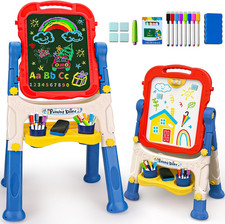 Kids Easel for Toddlers Age 3-4 Art Magnetic White Board Chalkboard Double Sid