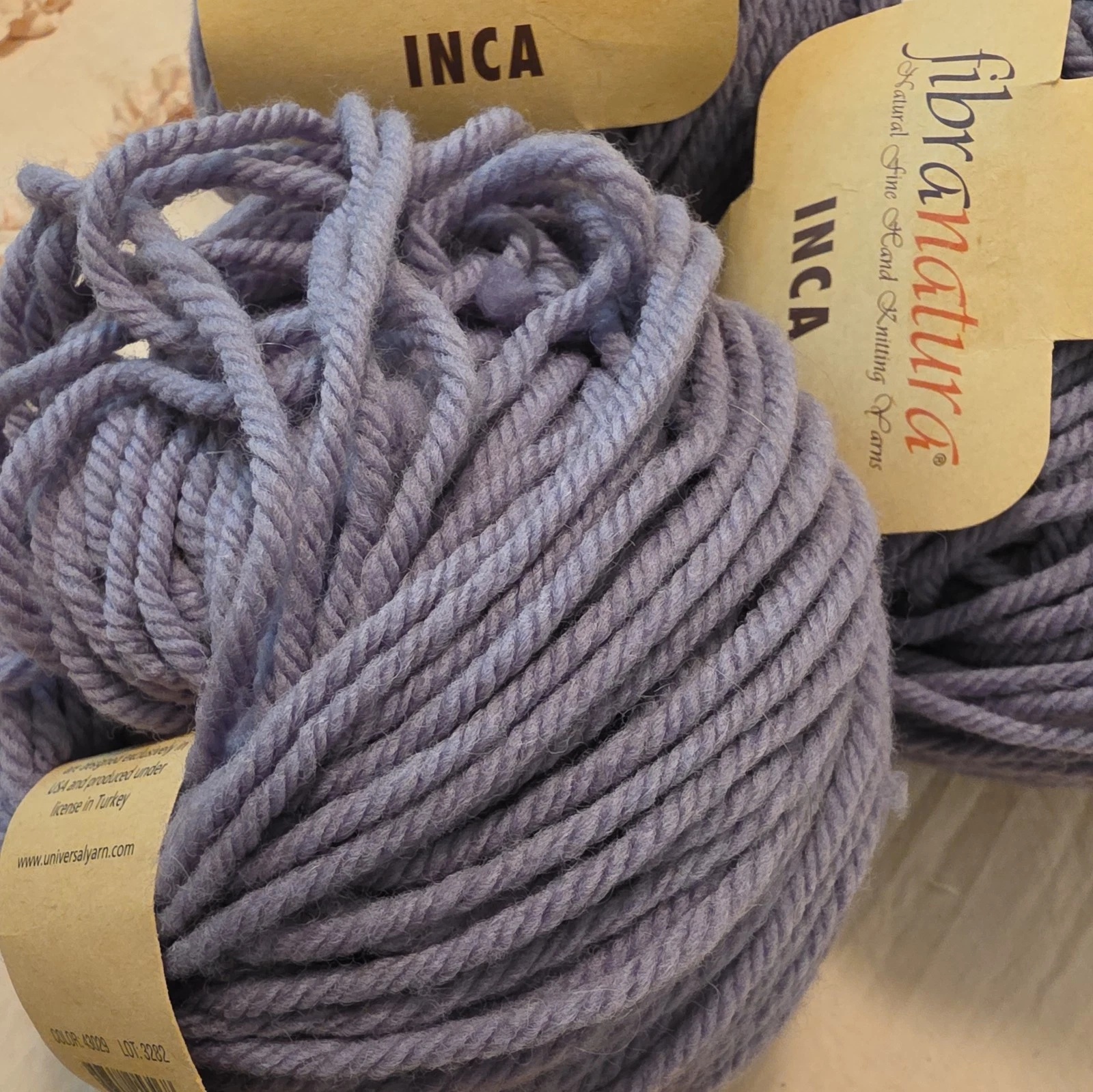Lot of 3 Skeins, Fibra Natura Inca Yarn 3.5 oz 106 yd Superwash Wool Gray 43029 image 5