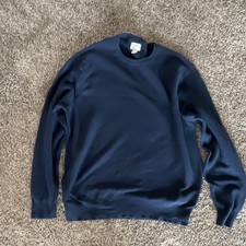 J.Crew Men's Knit Pullover Sweater Navy Blue Crew Neck Long Sleeve L