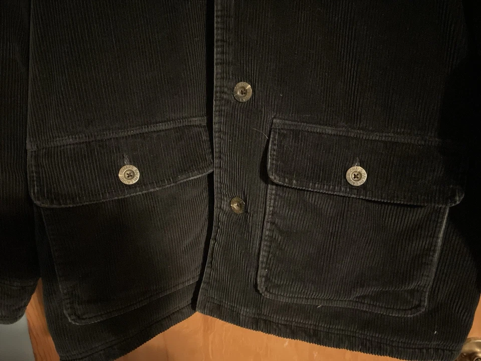 VTG 90s CHAPS RALPH LAUREN MENS XL NAVY CORDUROY BLANKET CHORE BARN JACKET WARM - Image 3 of 4