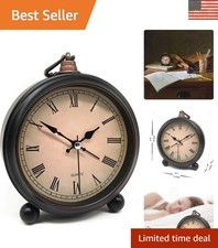 Vintage 4.5 Silent Analog Alarm Clock with Ni...
