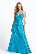 Vintage 80s Val Mode Slip Nightgown Dress Sheer Lace Trim Romantic Feminine S