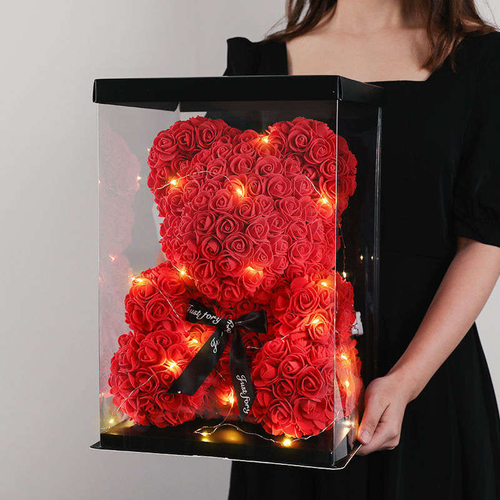 Teddy Bear Rose Flower Rose Bear with Box ＆ Led Light Valentines ...
