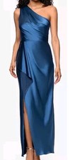 Xscape Satin One Shoulder Gown, Formal Evening Dress Size 12 NWOT