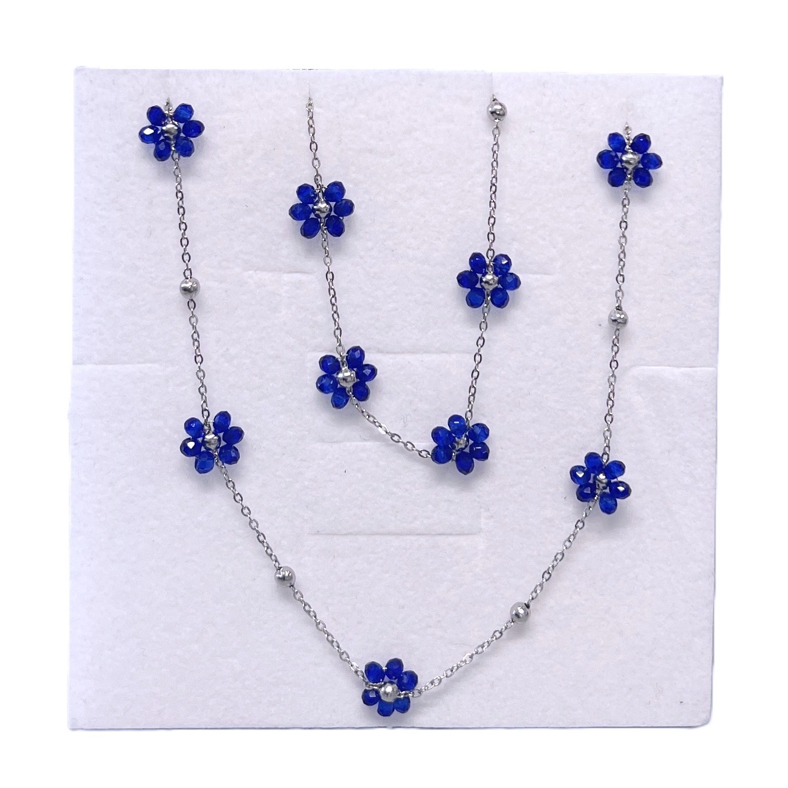 Flores Collar Finísimo Gargantilla Y Pulsera Cristales Mujer Acero