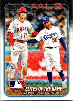 2024 Topps Elites of the Game: Ohtani and Betts Share a Hug Mid-Game #138 ASG