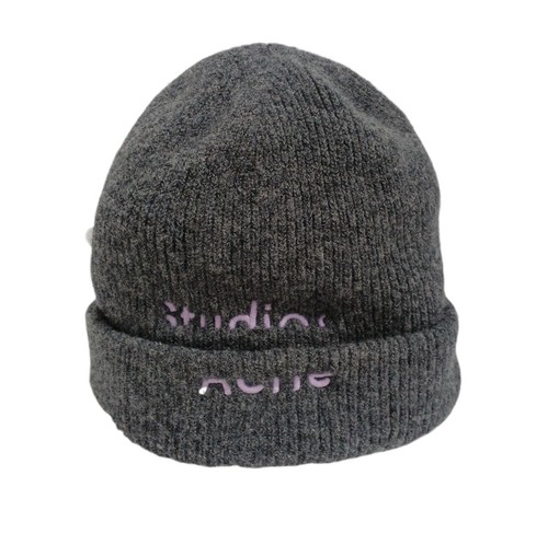 Acne Studios Logo Knit Hat Gray C40052 Used Winter Accessories