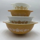 PYREX Butterfly Gold Cinderella Mixing Nesting Bowl (4) 441, 442, 443, 444