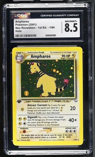 CGC 8.5 Ampharos 1/64 Neo Revelation 1st Edition Holo Pokemon Card