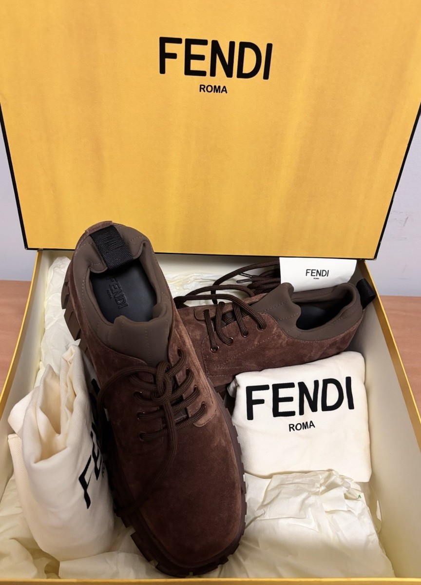 FENDI FF Sole Italian Men's Lace-up Boots. Size US 8 . Authentic