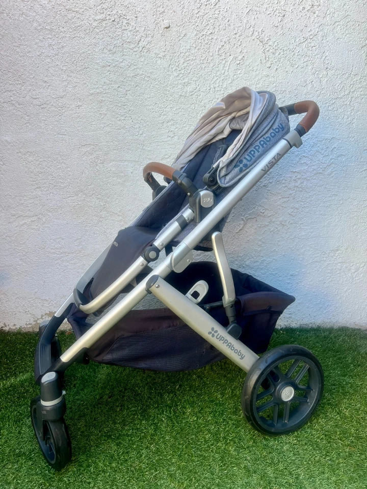 Cochecito UPPAbaby VISTA con moisés 2017 Henry azul jaspeado + cubiertas para lluvia e insectos Foto 2 de 4