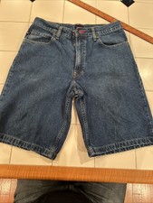 Vtg 2001 TOMMY HILFIGER Blue Jean Denim Shorts Jorts Y2K Baggy Men s Sz 32 Mex