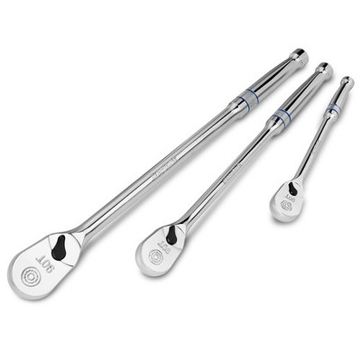 3-Piece 1/4'', 3/8'', 1/2'' Extra Long Drive Ratchet Handle 90-Tooth Ratchet Wrench