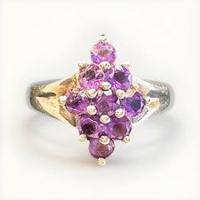 Beautiful Vintage Sterling Silver 925 Amethyst Cluster Ring Size 6 