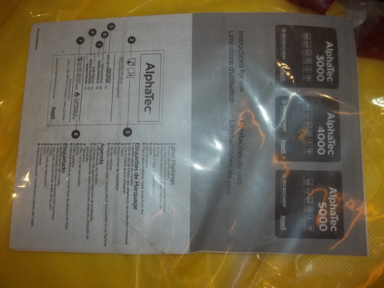 3 PACK ALPHATECH 683000 WELDED HOODED COVERALL YELLOW SIZE LG LARGE PPE (OO1) image 3