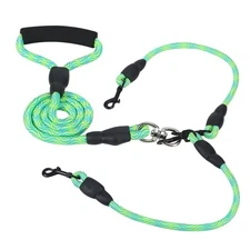 Double Dogs Leash No-Tangle Dogs Lead Reflective Dogs Walking Leash w/ Swivel Co