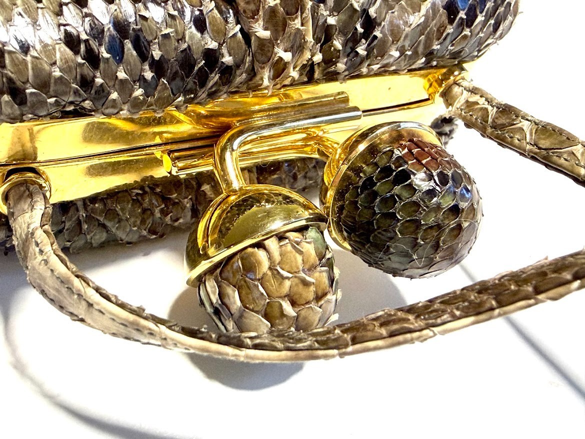 vintage Judith Leiber python bag with box, coin p… - image 10