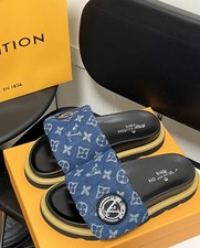 New Chic Womens Fashion Thick-soled Slippers Denim Letter Print Sandals Slipper