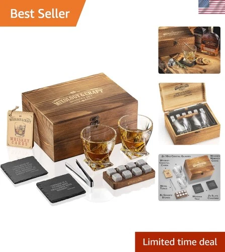 Old Fashioned Whiskey Stones Gift Set - 10 oz Glasses & Accessories
