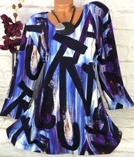 New Jersey Designer Tunika Bluse Shirt Top Lagenlook A Linie Bunt M 38 40