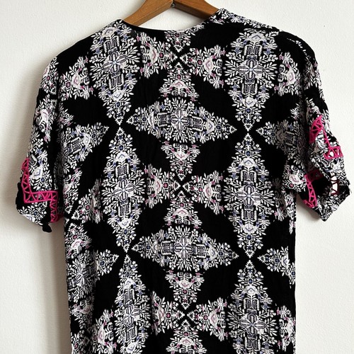 Art Class Girls Duster Cardigan Medium 7/8 Black Floral Open Front Lightweight - Picture 4 of 11