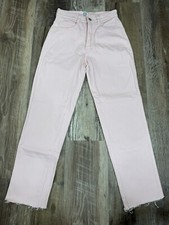 Vintage Jordache Pink Jeans Size 6 24 Waist Cutoff Bottom Tapered Leg