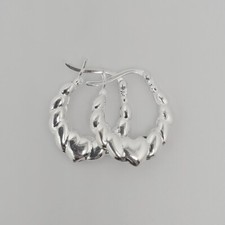 Mirror Finish Heart Hoop Earrings .925 Sterling Silver - BS383