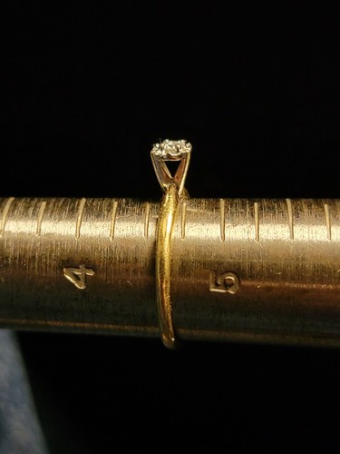 Vintage 14kt Yellow Gold Solitaire Diamond Ring 14k Estate Find Size 4.5 4 1/2 - Picture 2 of 3