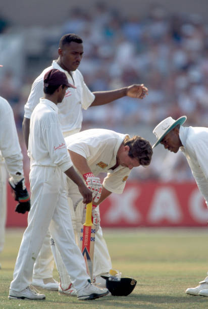 masuri helmets robin smith T Line Steel Helmet  Macey Sports England batsman Robin Smith suffers