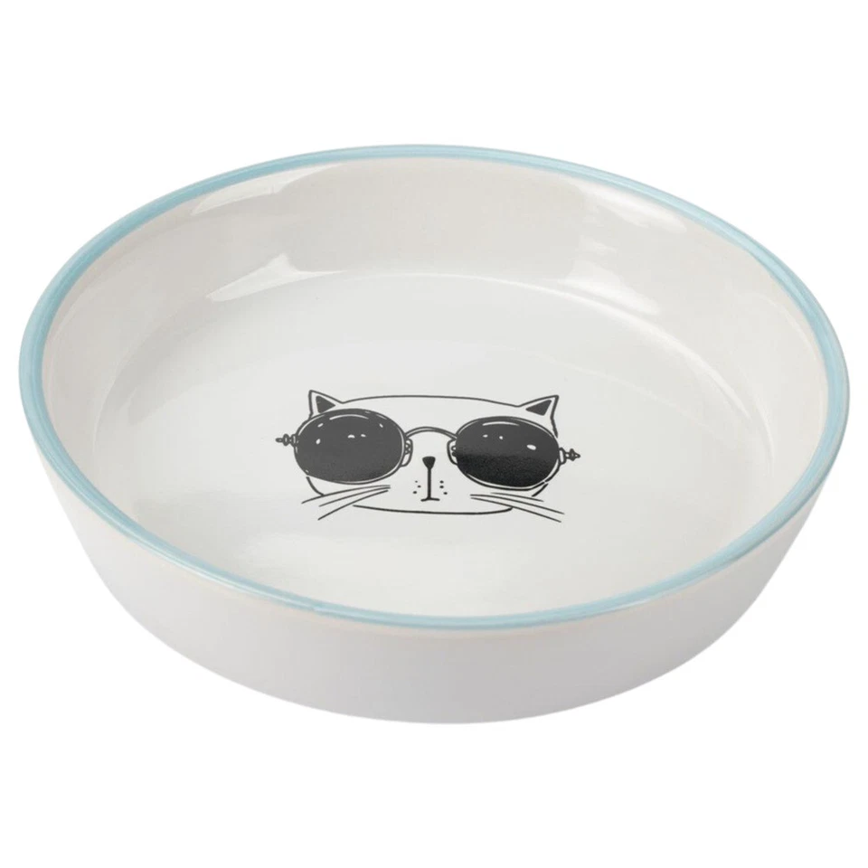 Beeztees Katzennapf Falko Keramik 16x16 cm weiß/blau für Katzen 300 ml - Bild 1 von 1