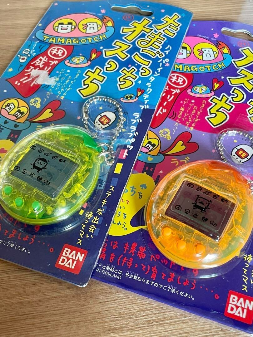 Tamagotchi Osutchi Mesutchi Clear Green Clear Orange Virtual Pet