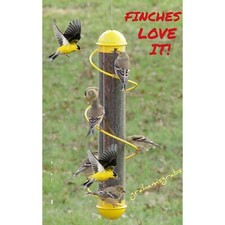Songbird Essentials 17" YELLOW Spiral Best FINCH TUBE BIRD FEEDER FOR NYJER, ETC