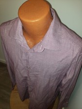  17 34/35 XL Mens Calvin Klein Dress Shirt Red Purple Houndstooth SLIM Fit
